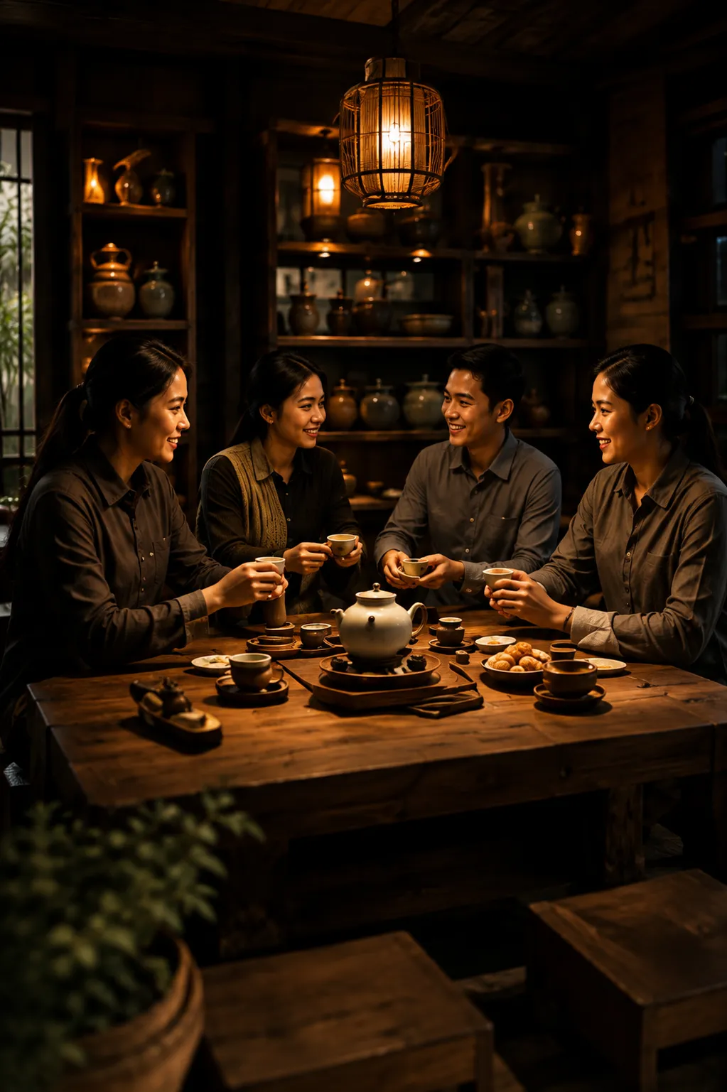 Thưởng trà cùng bạn bè
